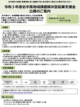 岩手県地域課題解決型起業支援金